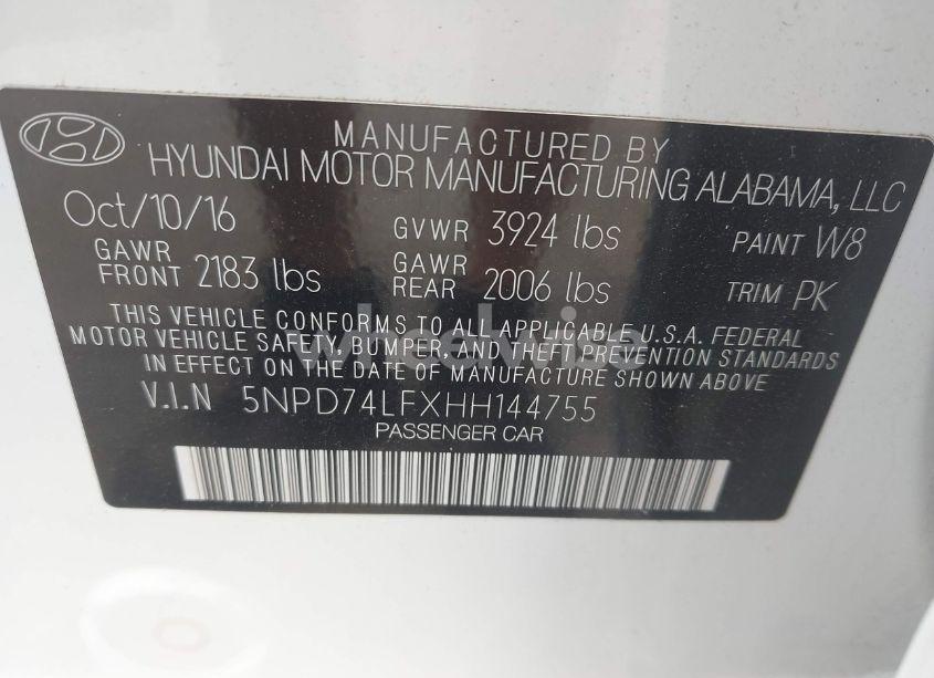 Photo 9 of 2017 Hyundai Elantra SE (VIN 5NPD74LFXHH144755)