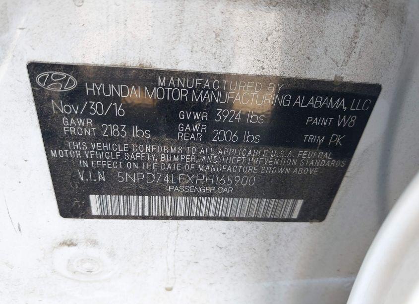 Photo 9 of 2017 Hyundai Elantra SE (VIN 5NPD74LFXHH165900)