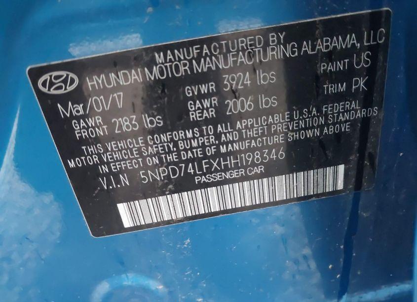 Photo 9 of 2017 Hyundai Elantra SE (VIN 5NPD74LFXHH198346)