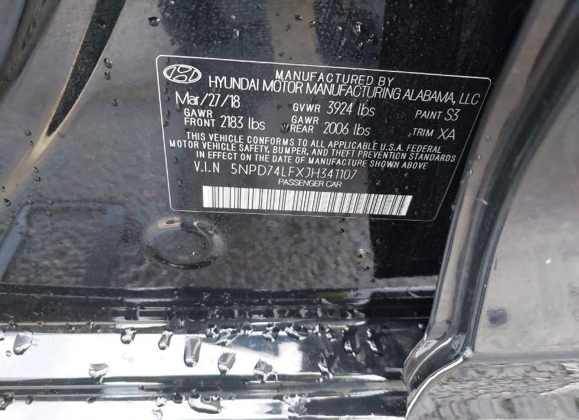 Photo 9 of 2018 Hyundai Elantra SE (VIN 5NPD74LFXJH341107)