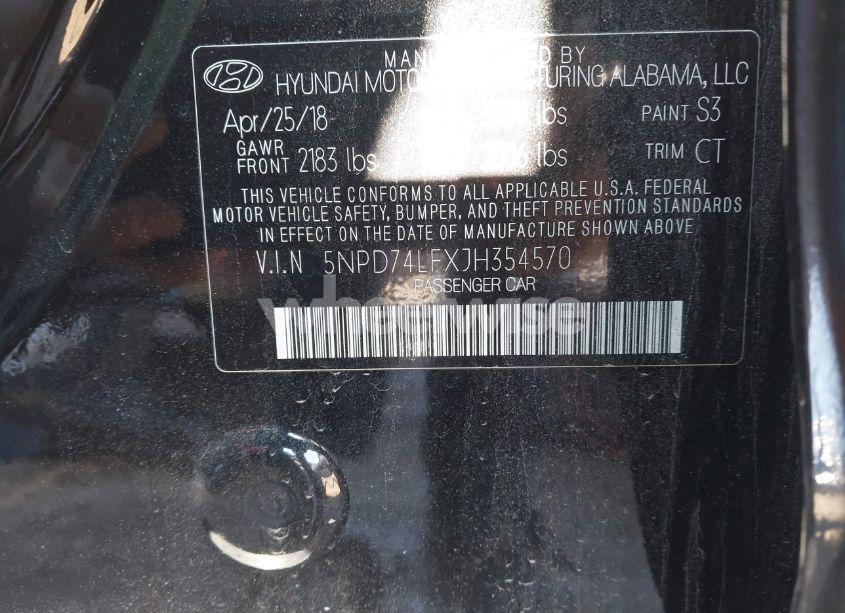 Photo 9 of 2018 Hyundai Elantra SE (VIN 5NPD74LFXJH354570)