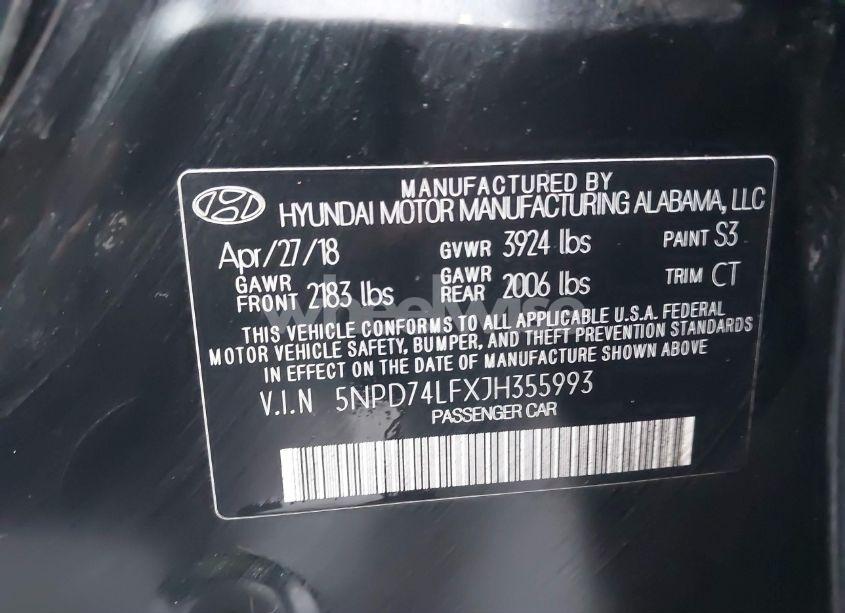 Photo 9 of 2018 Hyundai Elantra SE (VIN 5NPD74LFXJH355993)