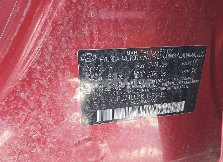 Photo 9 of 2019 Hyundai Elantra SE (VIN 5NPD74LFXKH493230)