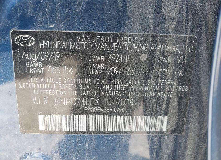 Photo 9 of 2020 Hyundai Elantra SE (VIN 5NPD74LFXLH520718)