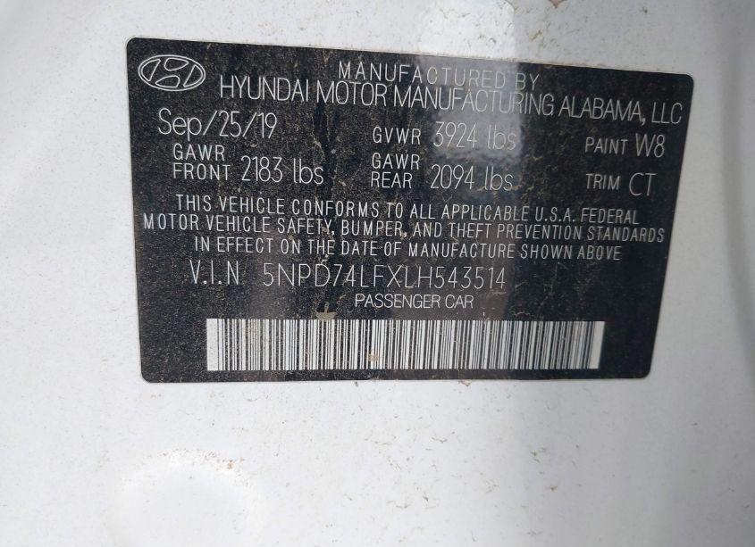 Photo 9 of 2020 Hyundai Elantra SE (VIN 5NPD74LFXLH543514)