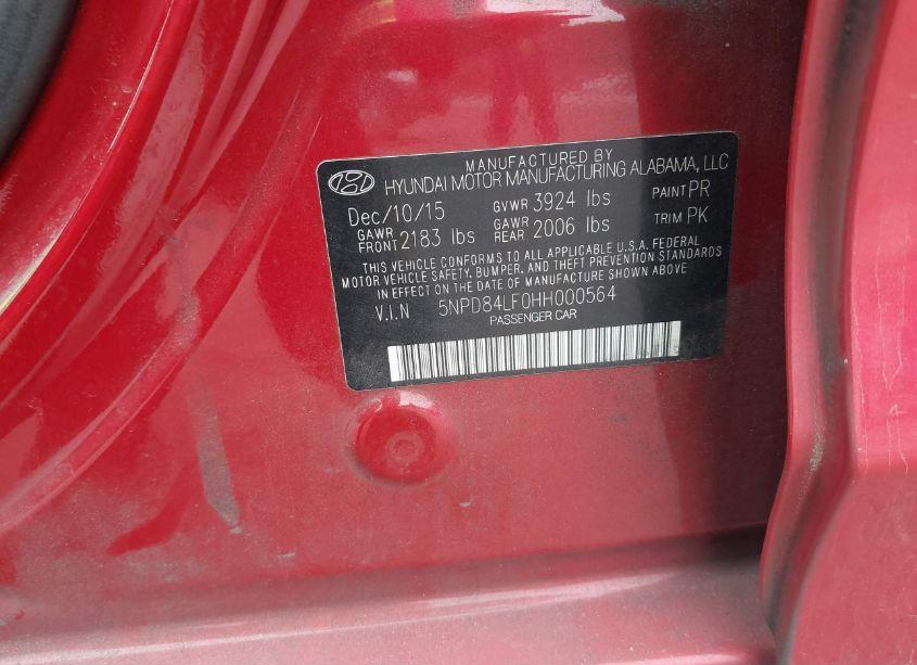 Photo 9 of 2017 Hyundai Elantra LIMITED (VIN 5NPD84LF0HH000564)