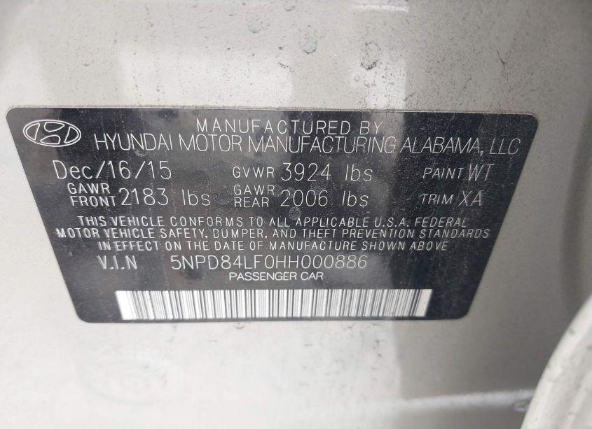 Photo 9 of 2017 Hyundai Elantra SE (VIN 5NPD84LF0HH000886)