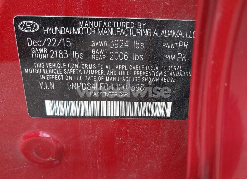 Photo 9 of 2017 Hyundai Elantra SE (VIN 5NPD84LF0HH001598)