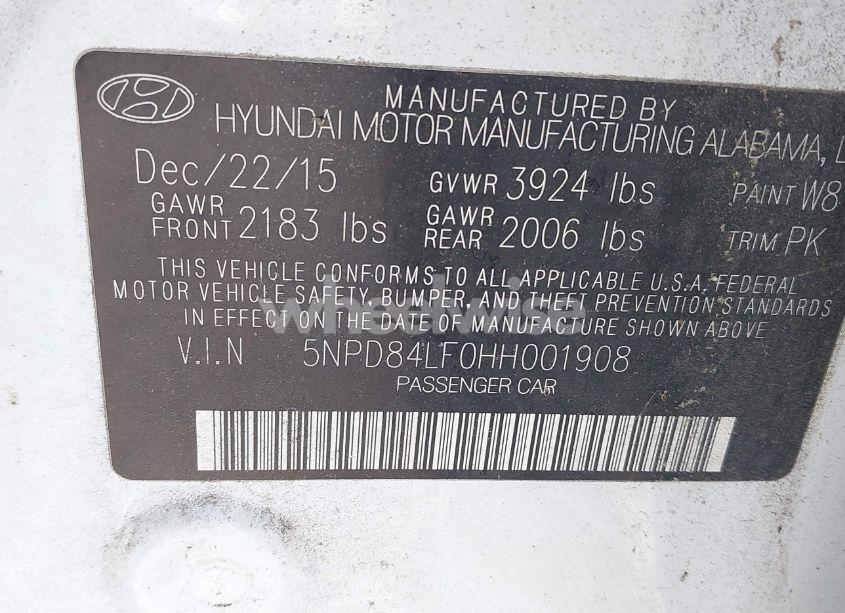 Photo 9 of 2017 Hyundai Elantra SE (VIN 5NPD84LF0HH001908)