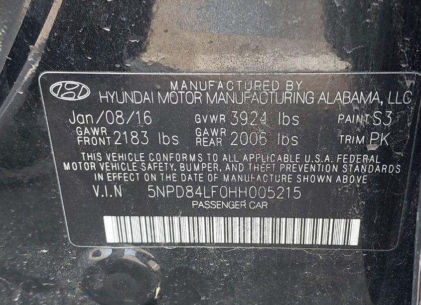 Photo 9 of 2017 Hyundai Elantra SE (VIN 5NPD84LF0HH005215)