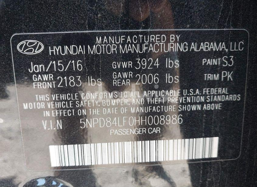 Photo 9 of 2017 Hyundai Elantra SE (VIN 5NPD84LF0HH008986)