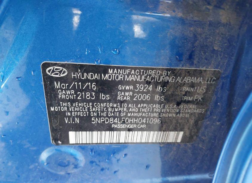Photo 9 of 2017 Hyundai Elantra SE (VIN 5NPD84LF0HH041096)