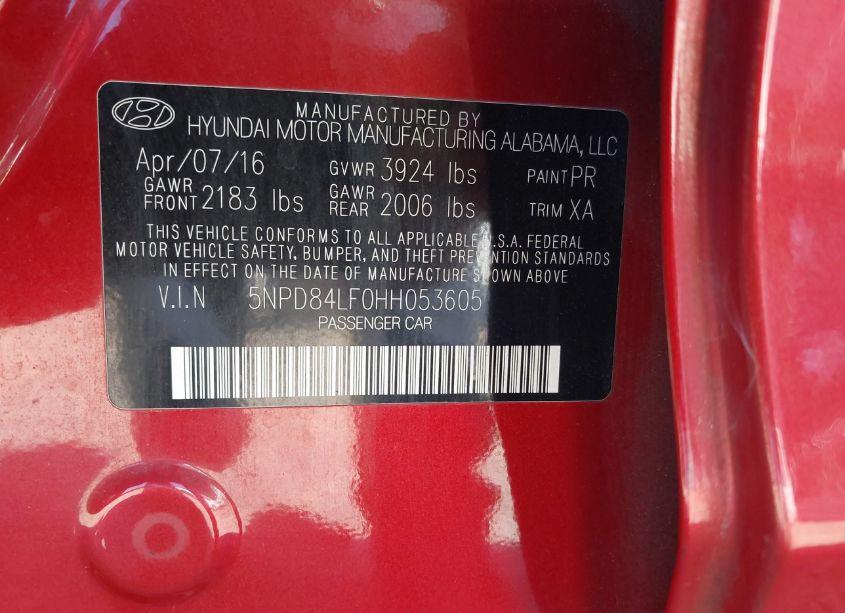 Photo 9 of 2017 Hyundai Elantra SE (VIN 5NPD84LF0HH053605)