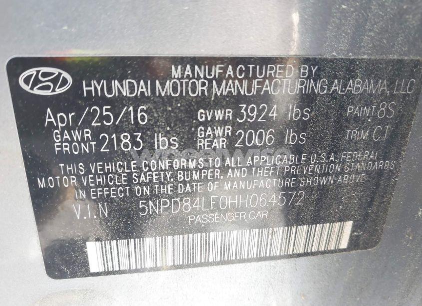 Photo 9 of 2017 Hyundai Elantra LIMITED (VIN 5NPD84LF0HH064572)