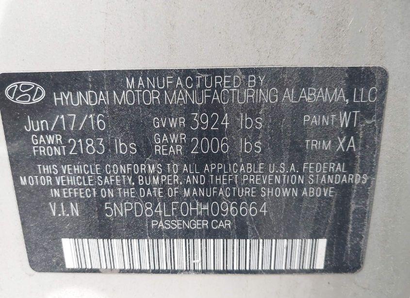 Photo 9 of 2017 Hyundai Elantra SE (VIN 5NPD84LF0HH096664)