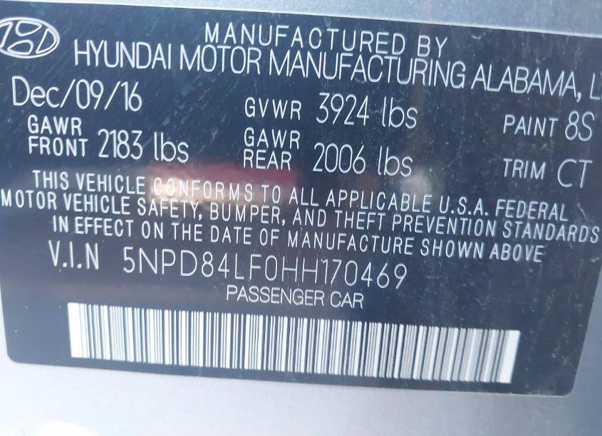 Photo 9 of 2017 Hyundai Elantra VALUE EDITION (VIN 5NPD84LF0HH170469)