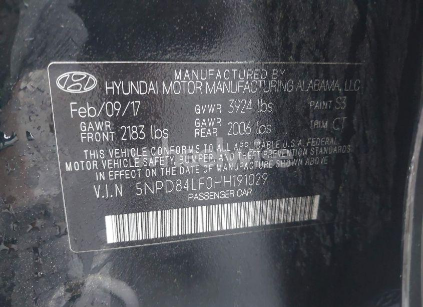 Photo 9 of 2017 Hyundai Elantra VALUE EDITION (VIN 5NPD84LF0HH191029)