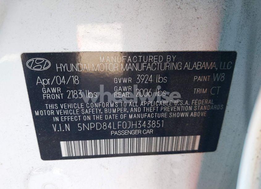Photo 9 of 2018 Hyundai Elantra SEL (VIN 5NPD84LF0JH343851)