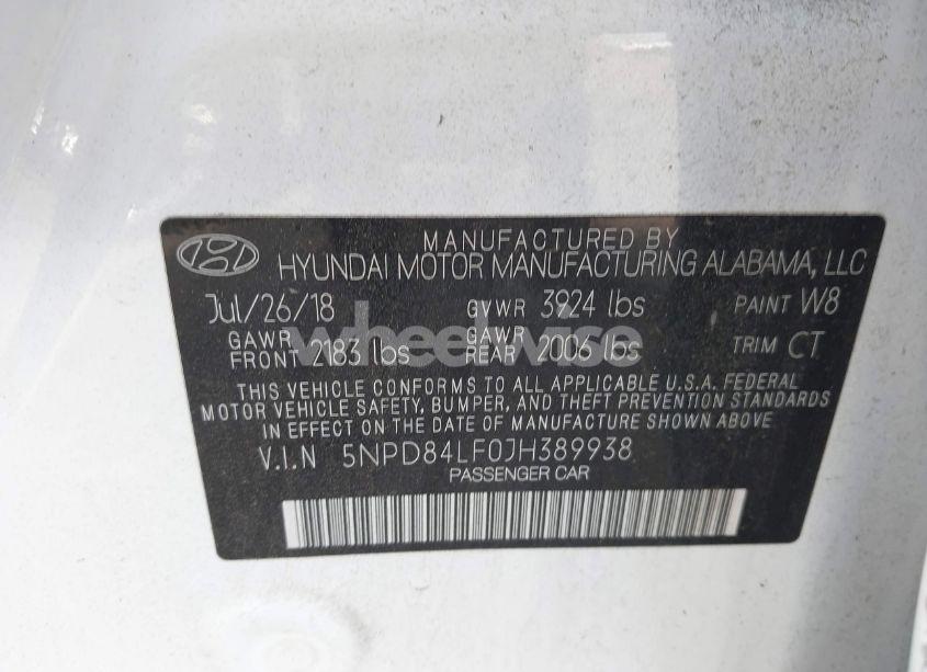 Photo 9 of 2018 Hyundai Elantra SEL (VIN 5NPD84LF0JH389938)