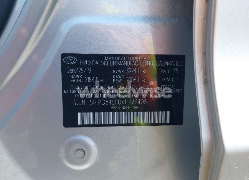 Photo 9 of 2019 Hyundai Elantra VALUE EDITION (VIN 5NPD84LF0KH462405)