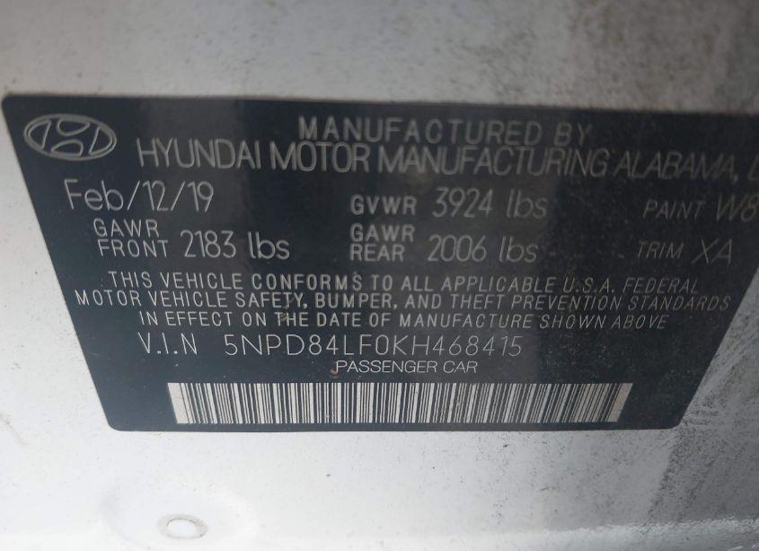 Photo 9 of 2019 Hyundai Elantra SEL (VIN 5NPD84LF0KH468415)