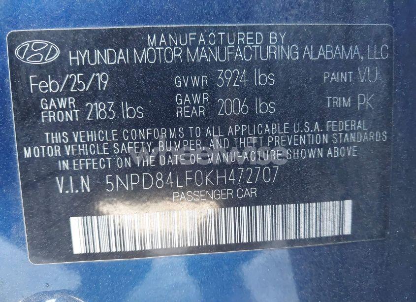 Photo 9 of 2019 Hyundai Elantra SEL (VIN 5NPD84LF0KH472707)