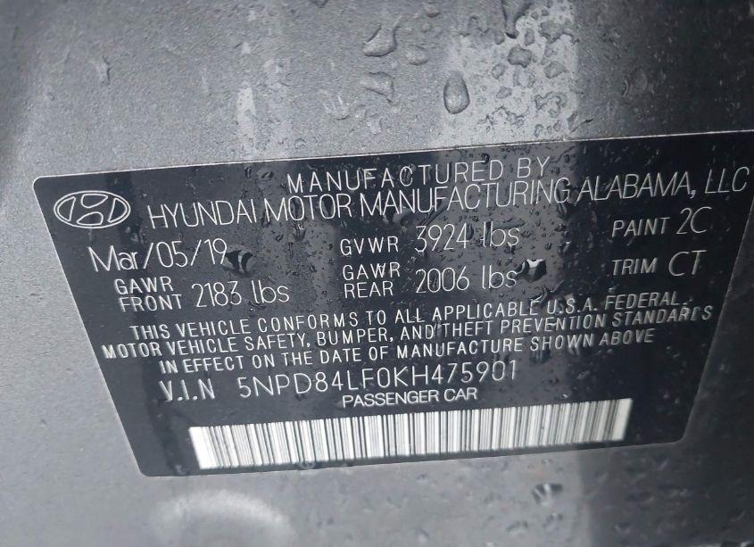 Photo 9 of 2019 Hyundai Elantra SEL (VIN 5NPD84LF0KH475901)