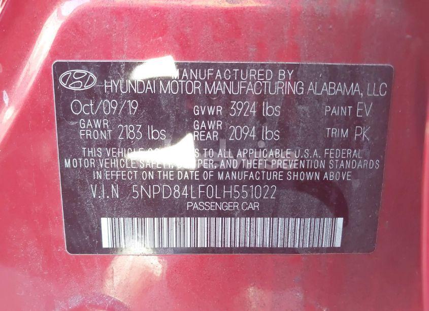 Photo 9 of 2020 Hyundai Elantra SEL (VIN 5NPD84LF0LH551022)