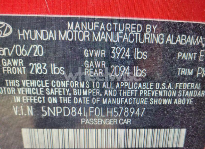 Photo 9 of 2020 Hyundai Elantra (VIN 5NPD84LF0LH578947)