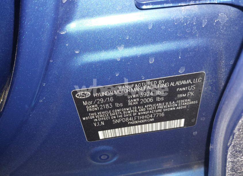 Photo 9 of 2017 Hyundai Elantra LIMITED (VIN 5NPD84LF1HH047716)