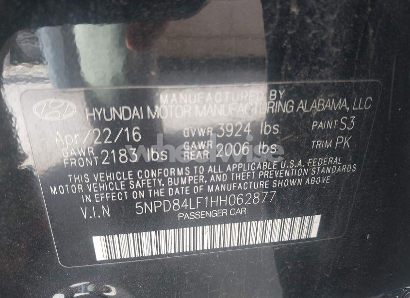 Photo 9 of 2017 Hyundai Elantra LIMITED (VIN 5NPD84LF1HH062877)