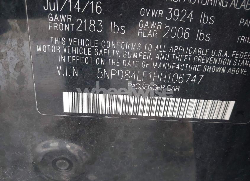 Photo 9 of 2017 Hyundai Elantra SE (VIN 5NPD84LF1HH106747)