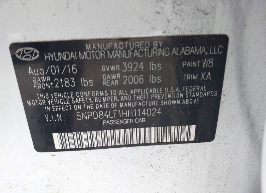 Photo 9 of 2017 Hyundai Elantra VALUE EDITION (VIN 5NPD84LF1HH114024)