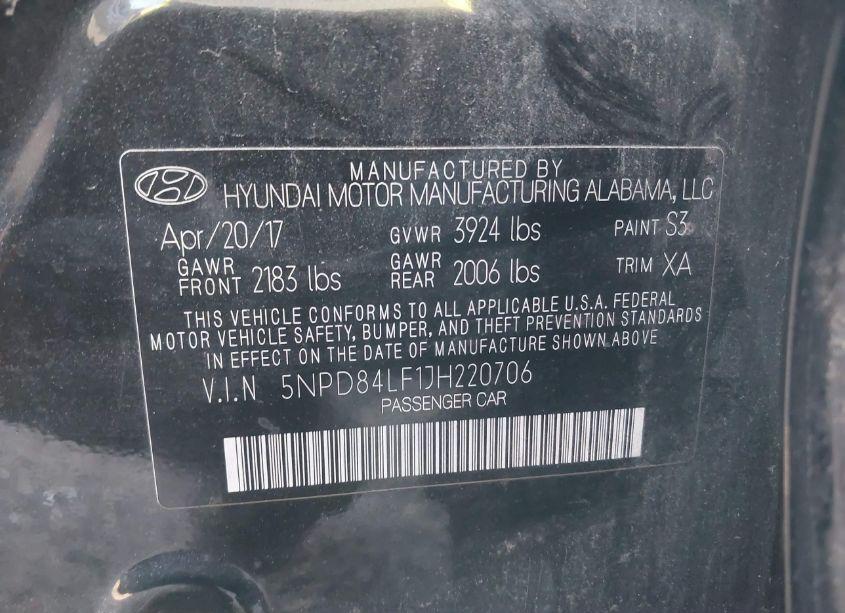 Photo 9 of 2018 Hyundai Elantra VALUE EDITION (VIN 5NPD84LF1JH220706)