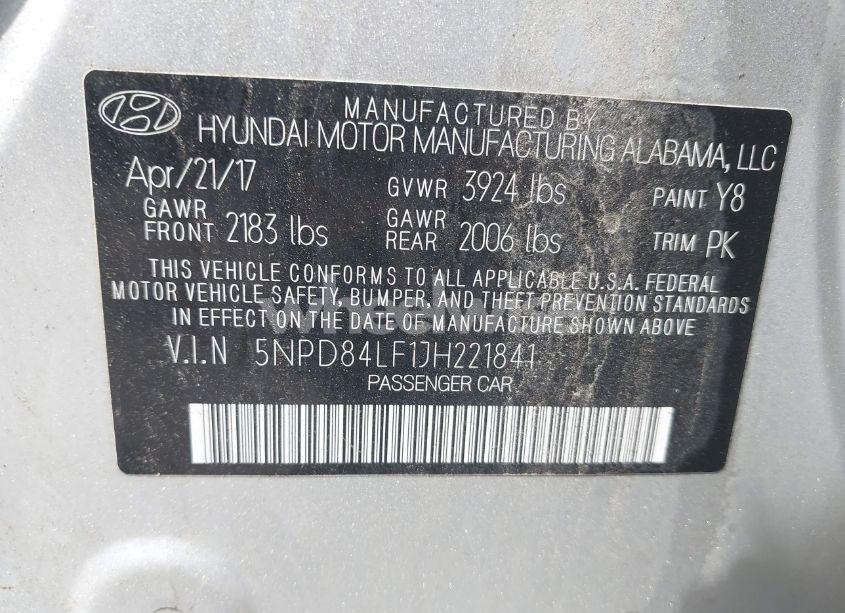 Photo 9 of 2018 Hyundai Elantra SEL (VIN 5NPD84LF1JH221841)