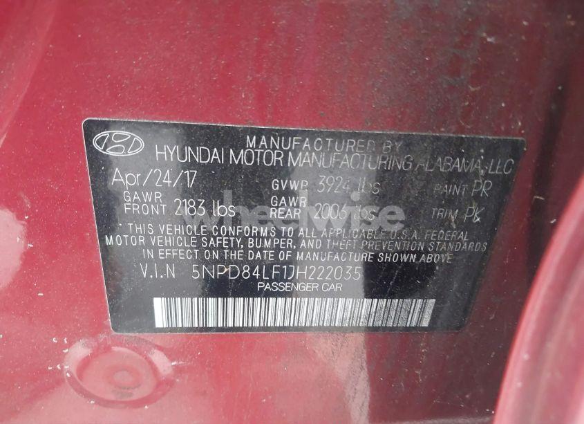 Photo 9 of 2018 Hyundai Elantra SEL (VIN 5NPD84LF1JH222035)