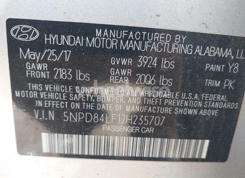 Photo 9 of 2018 Hyundai Elantra SEL (VIN 5NPD84LF1JH235707)