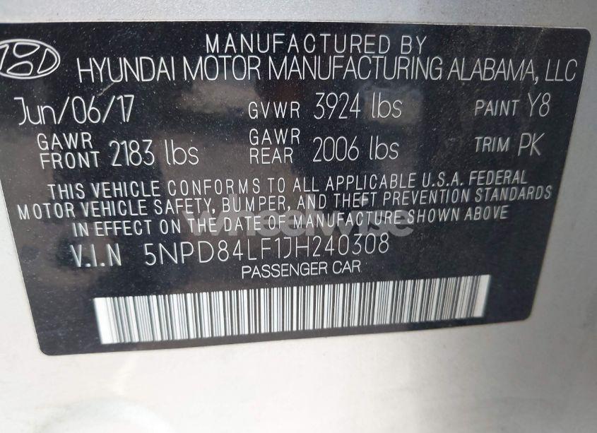 Photo 9 of 2018 Hyundai Elantra SEL (VIN 5NPD84LF1JH240308)