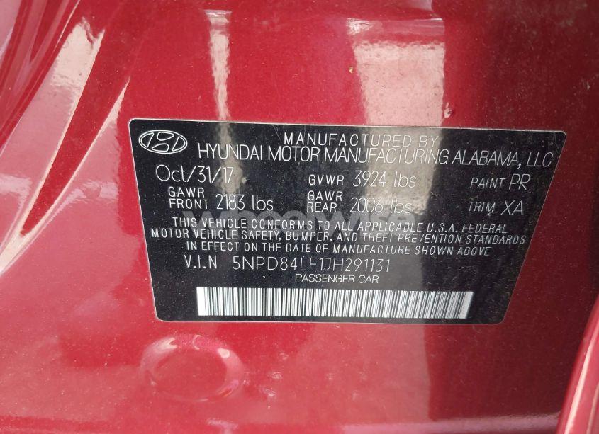 Photo 9 of 2018 Hyundai Elantra LIMITED (VIN 5NPD84LF1JH291131)