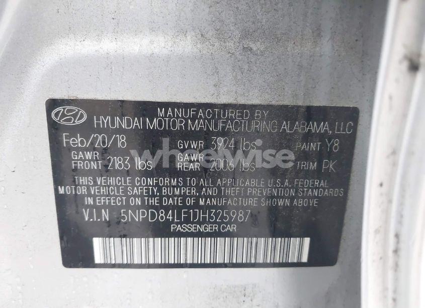 Photo 9 of 2018 Hyundai Elantra SEL (VIN 5NPD84LF1JH325987)