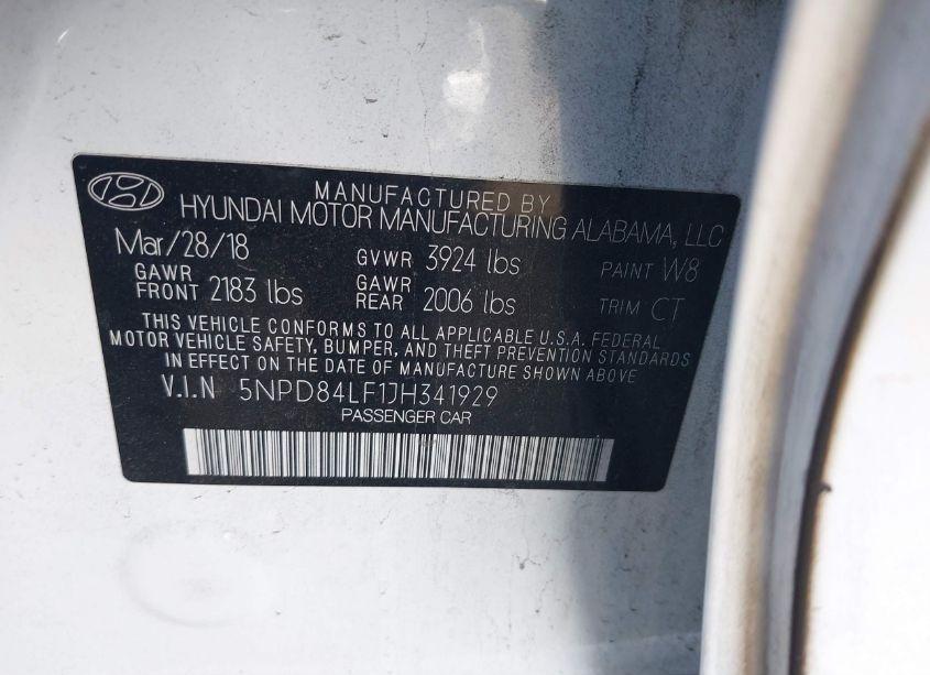 Photo 9 of 2018 Hyundai Elantra VALUE EDITION (VIN 5NPD84LF1JH341929)