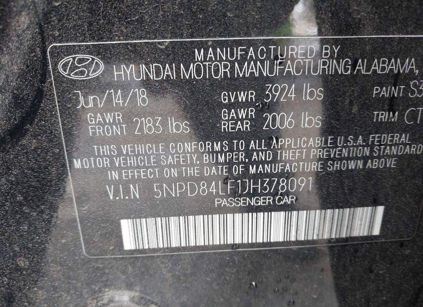 Photo 9 of 2018 Hyundai Elantra SEL (VIN 5NPD84LF1JH378091)