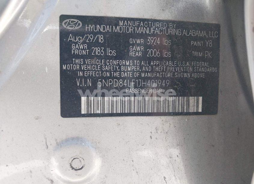 Photo 9 of 2018 Hyundai Elantra SEL (VIN 5NPD84LF1JH401949)