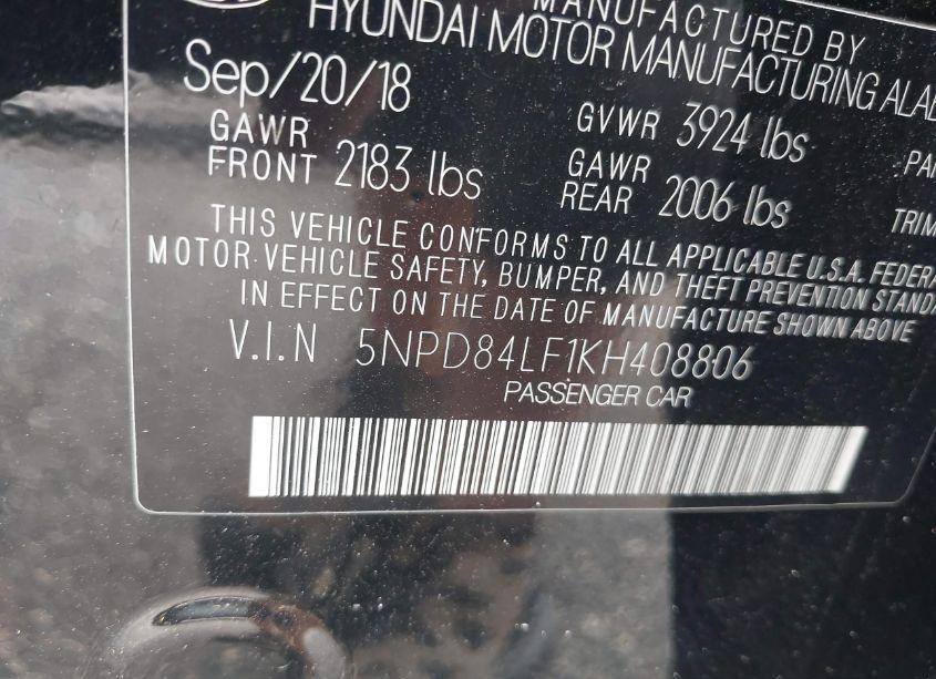Photo 9 of 2019 Hyundai Elantra SEL (VIN 5NPD84LF1KH408806)