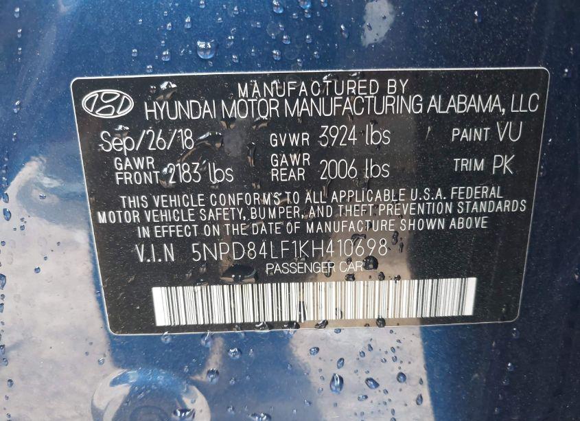 Photo 9 of 2019 Hyundai Elantra SEL (VIN 5NPD84LF1KH410698)