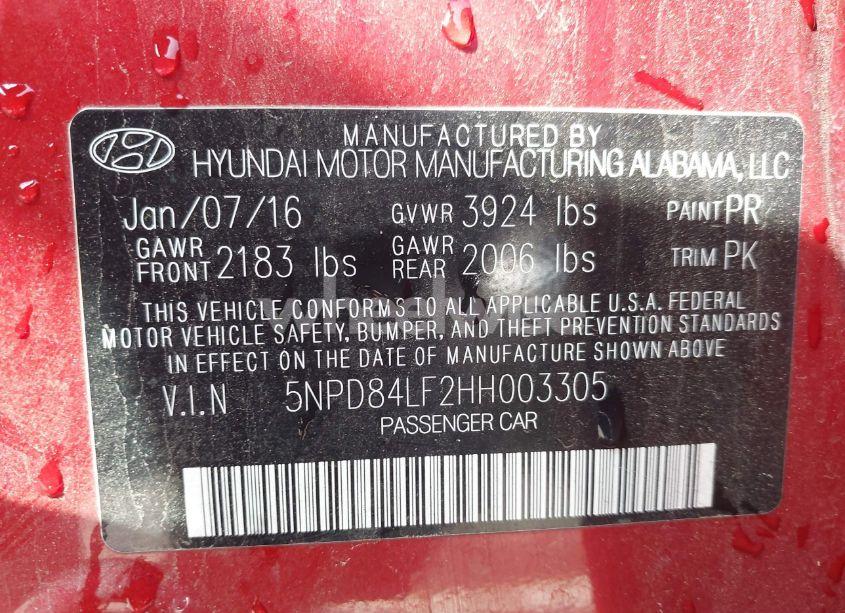 Photo 9 of 2017 Hyundai Elantra SE (VIN 5NPD84LF2HH003305)