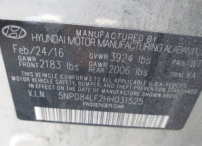 Photo 9 of 2017 Hyundai Elantra SE (VIN 5NPD84LF2HH031525)