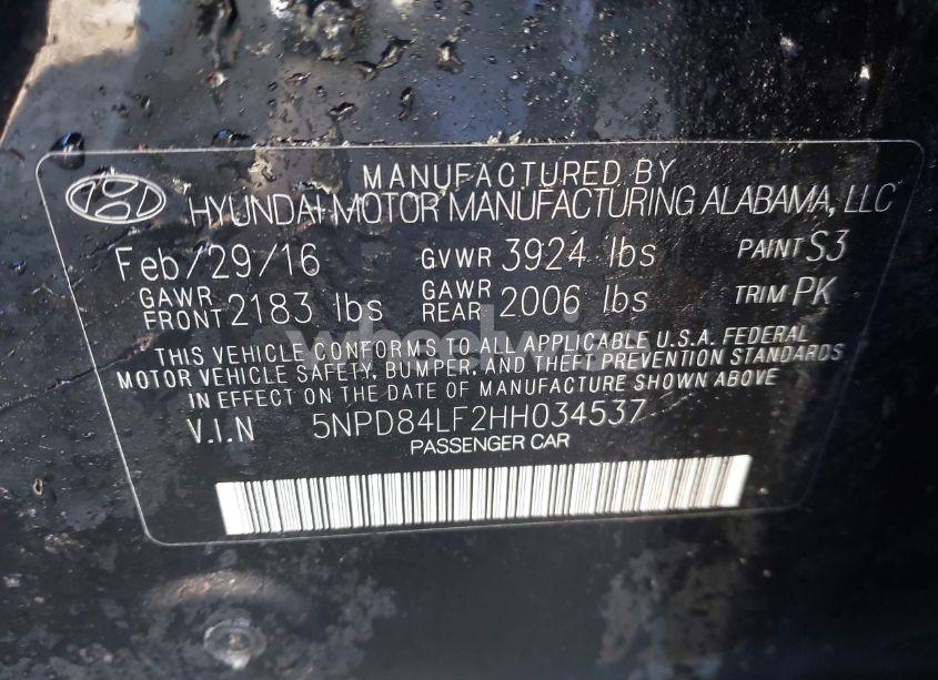 Photo 9 of 2017 Hyundai Elantra SE (VIN 5NPD84LF2HH034537)