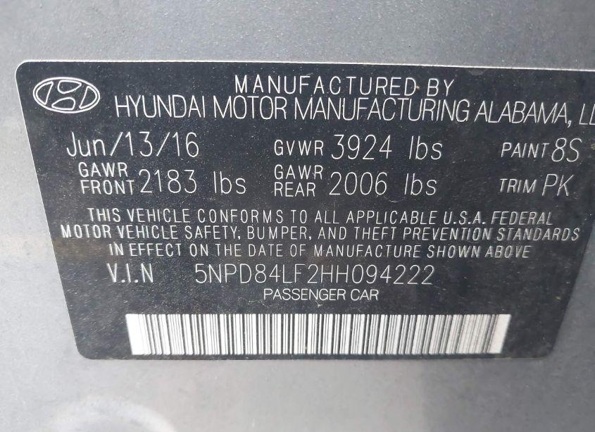 Photo 9 of 2017 Hyundai Elantra SE (VIN 5NPD84LF2HH094222)