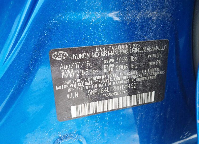 Photo 9 of 2017 Hyundai Elantra LIMITED (VIN 5NPD84LF2HH121452)